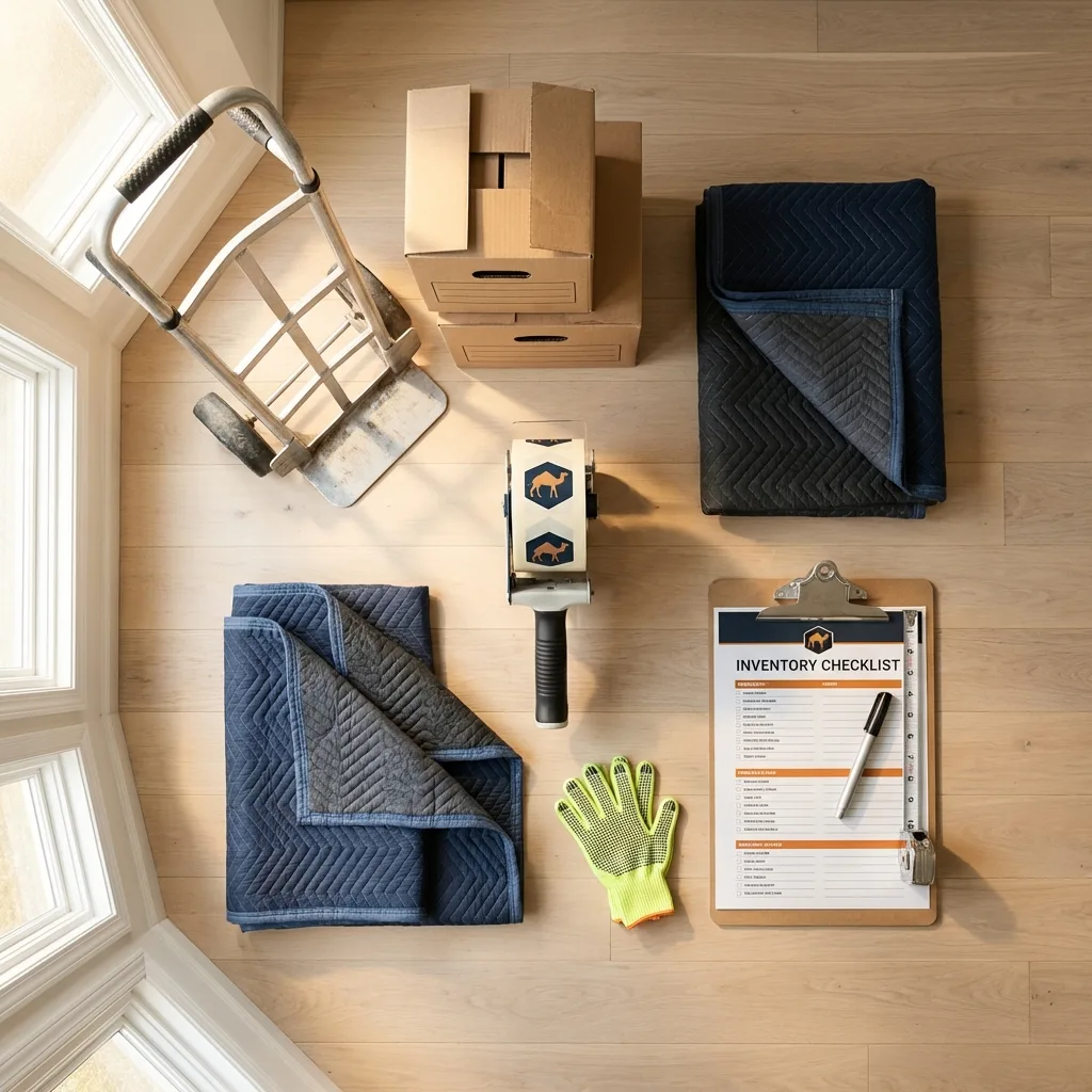 Professional moving supplies and packing materials layout for East Providence residential relocations